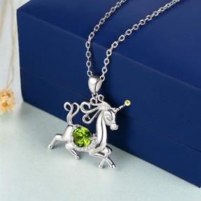 img 2 attached to 🦄 Dorella Christmas Jewelry Gifts | Unicorn Necklace with January Birthstones, Garnet, Blue Sapphire, Peridot, and Citrine | Animal Necklace in Sterling Silver for Daughter's Birthday