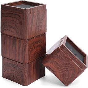 img 4 attached to Enhance Your Furniture with MEETWARM 3 inch 🛏️ Stackable Bed Risers – Set of 4 (Wood Grain Color)
