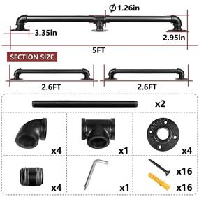 img 2 attached to WSLHP 5FT Staircase Handrail Kit: Metal Pipe Handrail for Outdoor & Indoor Decorative Banister (Black)