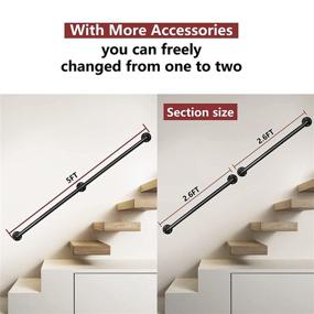 img 3 attached to WSLHP 5FT Staircase Handrail Kit: Metal Pipe Handrail for Outdoor & Indoor Decorative Banister (Black)