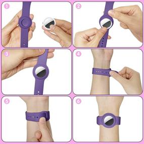 img 2 attached to 👧 TENNTOOSI Purple Silicone Airtag Bracelet for Kids: Airtag Wristband Watch Band, Holder & Case for Children