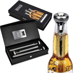 img 3 attached to Ultimate Beer Chiller Sticks for Bottles Set: 3 Stainless Steel Cooling Chillers for Christmas Gift Accessories, Perfect Cooler Gag Idea for Men's Birthday Gifts