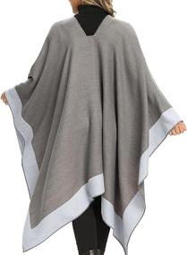 img 3 attached to 🧣 Versatile Reversible Cape: Black Cardigan Sweater Knitting for Women's Scarves & Wraps