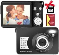 📷 30mp compact digital camera with 2.7" pocket display - rechargeable & user-friendly: perfect for kids, students, school, and children's photography - features 8x digital zoom, includes 32gb sd card and 1 battery logo