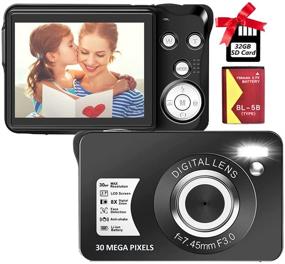 img 4 attached to 📷 30MP Compact Digital Camera with 2.7" Pocket Display - Rechargeable & User-Friendly: Perfect for Kids, Students, School, and Children's Photography - Features 8X Digital Zoom, Includes 32GB SD Card and 1 Battery
