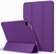 🍇 zryxal ipad pro 12.9 case 2020 w/ pencil holder (4th gen), premium protective cover w/ soft tpu back & auto sleep/wake for 2020/2018 ipad pro 12.9 - grape purple logo