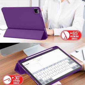 img 1 attached to 🍇 ZryXal iPad Pro 12.9 Case 2020 w/ Pencil Holder (4th Gen), Premium Protective Cover w/ Soft TPU Back & Auto Sleep/Wake for 2020/2018 iPad Pro 12.9 - Grape Purple