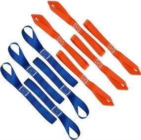img 4 attached to 🔗 FineGood 10 Pcs Soft Loop Tie Down Straps: 1,500lb Load Capacity, 4,500lb Breaking Strength Belts for Secure Trailering of Motorcycle Dirt Bike ATV UTV - Blue, Orange