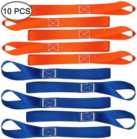 img 3 attached to 🔗 FineGood 10 Pcs Soft Loop Tie Down Straps: 1,500lb Load Capacity, 4,500lb Breaking Strength Belts for Secure Trailering of Motorcycle Dirt Bike ATV UTV - Blue, Orange