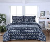 🛏️ sdy bohemian geometric comforter set queen size navy blue soft microfiber summer bedding (blue, queen 90"x 90") logo