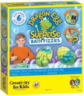 🐉 раскройте магию с творчеством для детей с помощью яйца-сюрприза creativity for kids dragon egg bath fizzies - 6 diy ванных шариков, которые вылупляются в зеленом цвете! логотип