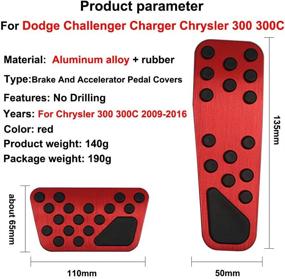 img 3 attached to 🚗 Hecotrax Red Aluminum Alloy Pedal Cover Set for Dodge Challenger, Charger, and Chrysler 300C (2009-2017) – No Drilling Brake and Accelerator Pedal Covers