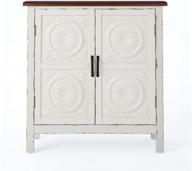 alana firwood cabinet with faux wood overlay - distressed white/brown by christopher knight home logo