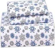 ruvanti 100% cotton flannel sheets queen - snow flake print - deep pocket - warm-super soft - breathable moisture wicking - 4 piece bed sheet set queen - includes flat sheet, fitted sheet & 2 pillowcases logo