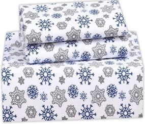img 4 attached to Ruvanti 100% Cotton Flannel Sheets Queen - Snow Flake Print - Deep Pocket - Warm-Super Soft - Breathable Moisture Wicking - 4 Piece Bed Sheet Set Queen - Includes Flat Sheet, Fitted Sheet & 2 Pillowcases