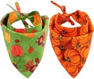 🐾 thanksgiving reversible triangle dog bandana 2-pack: stylish scarf accessories for dogs, cats, and pets логотип