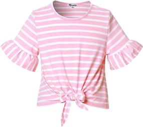 img 4 attached to Sleeve Summer Cotton T Shirts Rainbow Girls' Clothing for Tops, Tees & Blouses