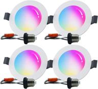 🔦 smart recessed lighting 6 inch, 15w music sync led can lights, voice control with alexa and google assistant, dimmable 2700k - 6500k rgbcw 16 million color changing smart downlight (4 packs) - improved seo логотип