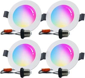 img 4 attached to 🔦 Smart Recessed Lighting 6 inch, 15W Music Sync LED Can Lights, Voice Control with Alexa and Google Assistant, Dimmable 2700K - 6500K RGBCW 16 Million Color Changing Smart Downlight (4 Packs) - Improved SEO