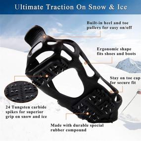 img 3 attached to ❄️ Ice Cleats for Shoes and Boots: Premium Snow Traction Cleats Crampons - Anti Slip 24 Spikes - for Women, Men, and Kids - Walk Safely on Snow and Ice!