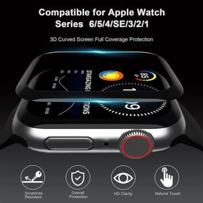 img 3 attached to 📱 【3 пакета】Защитное стекло для Apple Watch Series 6/SE/5/4 - Полное покрытие 3D-изогнутое HD ультрабез пузырьков, устойчивое к царапинам и прочное пленка [Простая установка] 44мм.