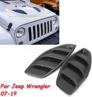 🚀 flash2ning engine inlet vent hood cover for jeep jk wrangler 2007-2019, louvers exterior accessories, abs plastic, 1 set of 2, black logo
