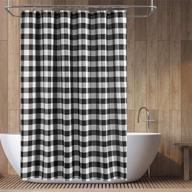 🚿 rustic farmhouse style buffalo check shower curtain: black and white cotton blend plaid, water-repellent & machine washable, 71x72 inch logo