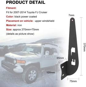 img 1 attached to 🚗 Partol 52" Inch Straight Curved Light Bar Mounting Bracket for Toyota FJ Cruiser 2007-2014 - Steel Metal Upper Roof Windshield LED Light Bar Mounts (Pair, Black)