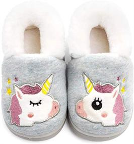 img 4 attached to 🐾 Warm Animal House Slippers for Boys and Girls - Toddlers & Kids Fuzzy Indoor Bedroom Shoes