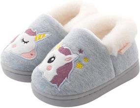 img 3 attached to 🐾 Warm Animal House Slippers for Boys and Girls - Toddlers & Kids Fuzzy Indoor Bedroom Shoes