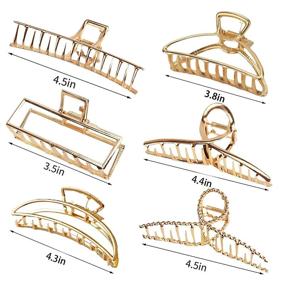 img 2 attached to 🦋 6 шт. Большие металлические заколки для волос 4.7 дюйма цвета золота - крепкие заколки для женщин с густыми волосами, стильный дизайн с надежным захватом бабочки - модные аксессуары для волос для женщин
