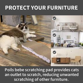 img 2 attached to 🐱 Poils bebe: Large Reversible Cat Scratching Pad with Catnip - Modern Wide Corrugated Sofa Bed for Cats