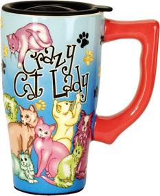 img 1 attached to Must-Have Spoontiques Crazy Cat Lady Travel Mug: 14oz of Multi Colored Cuteness!