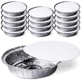 img 1 attached to 🍽️ DecorRack 14 Round Aluminum Disposable Pans with Lid - 7 Inch Heavy Duty Foil Pans for Reheating, Baking, Roasting - Eco-friendly To-Go Containers (Pack of 14)