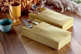 img 2 attached to Cloth-Like Gold Dinner Napkins with Convenient Flatware Pocket | Disposable Linen-Feel Hand Napkins for Kitchen, Bathroom, Parties, Weddings, Dinners, or Events | Pack of 50