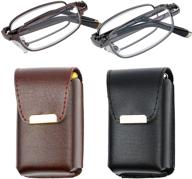 👓 set of 2 fashion folding reading glasses with leather cases for men and women - ideal readers for stylish reading logo