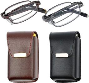 img 4 attached to 👓 Set of 2 Fashion Folding Reading Glasses with Leather Cases for Men and Women - Ideal Readers for Stylish Reading