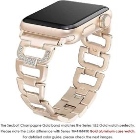 img 2 attached to 💎 Стильные браслеты Secbolt Bling для Apple Watch 38мм/40мм - Женское украшение Д-образной формы из нержавеющей стали в цвете "Шампанское золото