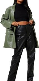 img 1 attached to Leather Blazer Jacket Sleeve Outerwear Women's Clothing for Coats, Jackets & Vests