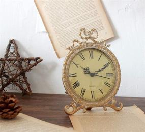 img 3 attached to ⏱️ Vintage Pewter Table Clock with Antique Golden Bow - Funly Mee (Plexiglass Shell)