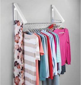 img 3 attached to mDesign White Expandable Metal Wall Mount Clothes Air Drying Rack - Ideal for Indoor Air Drying and Hanging Clothing, Towels, Lingerie, Hosiery, Delicates - Perfect Addition to Laundry Room, Bathroom, Utility Area