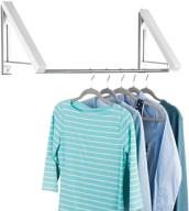 mdesign white expandable metal wall mount clothes air drying rack - ideal for indoor air drying and hanging clothing, towels, lingerie, hosiery, delicates - perfect addition to laundry room, bathroom, utility area logo