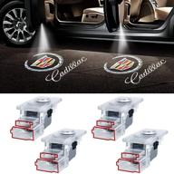 🚗 enhanced car led door lights: cadillac dual interface replacement projector welcome lights (4 pack) logo