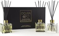 🌺 premium aromatherapy reed diffusers set - thai jasmine bamboo, laos white tea & ginger, french provence lavender scents; 3 bottles, 2 oz each, 6oz total; longer-lasting fragrance for 5+ months; includes high-quality black reeds logo