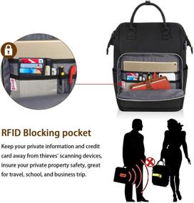 img 3 attached to 🎒 Stylish and Secure 15 Laptop Backpack for Women: RFID Anti-Theft Business Travel Backpack with USB Charging Port - Water Resistant Slim College School Computer Bag for Girls Boys Men, Black