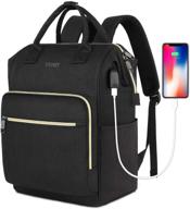 🎒 stylish and secure 15 laptop backpack for women: rfid anti-theft business travel backpack with usb charging port - water resistant slim college school computer bag for girls boys men, black logo