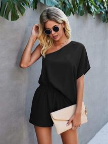 img 1 attached to 👗 One Shoulder Batwing Romper with High Waist Short Jumpsuit for Women from SheIn