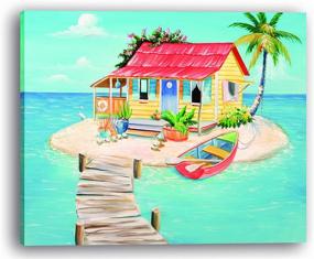img 4 attached to 🎨 16x20-дюймовый комплект для творчества маслом по номерам - художественная картина на холсте для начинающих, студентов, взрослых - вдохновленная домом на пляже