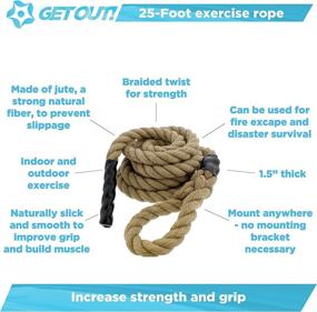 img 1 attached to 🧗 Get Out! Jute Exercise Rope: Indoor Climbing Fitness Rope for Gym Workout – 1.5in Climbing Ropes