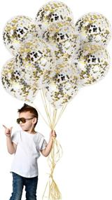 img 4 attached to 🎈 Premium Clear Latex Balloon Pack - Glitter Star Silver Gold Confetti Balloons 12 Inch Thick - Ideal Party Decorations for Graduation, Engagement, Bridal & Baby Shower, Birthday Events